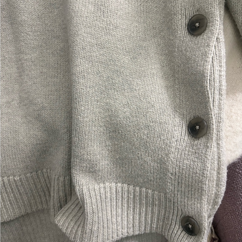 Madewell Gray "Brownstone" Side-Button Crewneck Sweater Size M - Picture 12 of 14